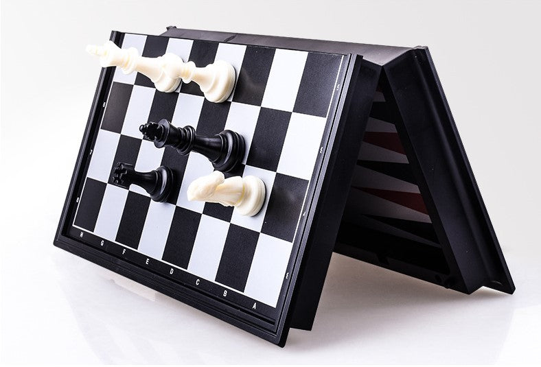 3-in-1 Magnetic Chess, Checkers & Backgammon Travel Game Set
