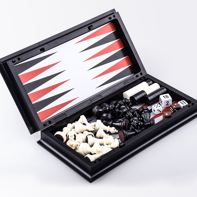 3-in-1 Magnetic Chess, Checkers & Backgammon Travel Game Set