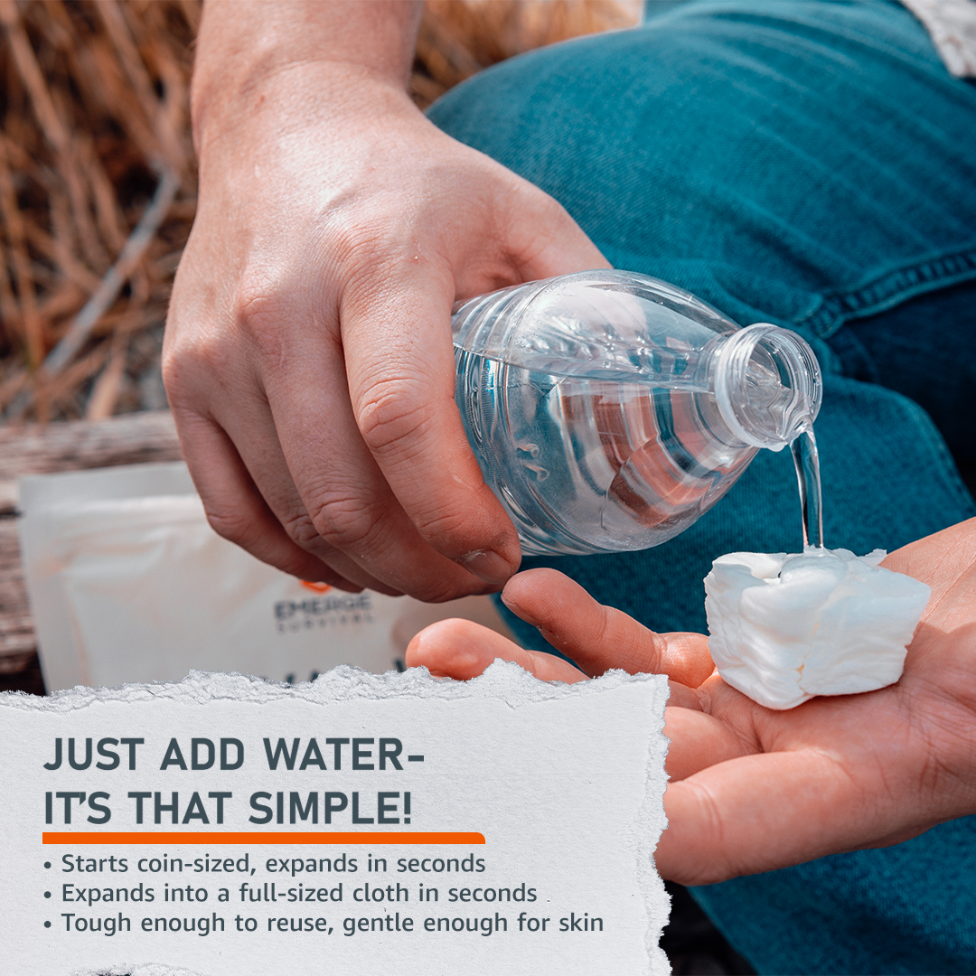 Emergency Sanitation Wipes – 50 Count Water-Activated Cleaning Cloths