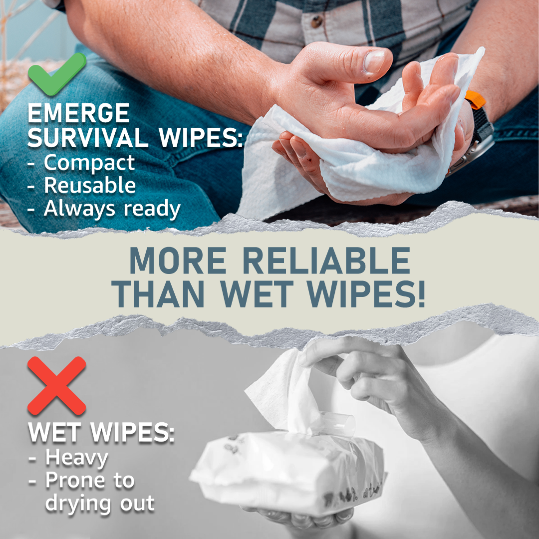 Emergency Sanitation Wipes – 50 Count Water-Activated Cleaning Cloths