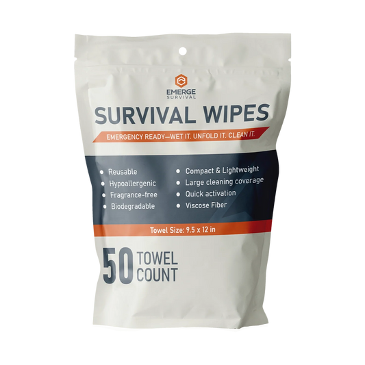 Emergency Sanitation Wipes – 50 Count Water-Activated Cleaning Cloths
