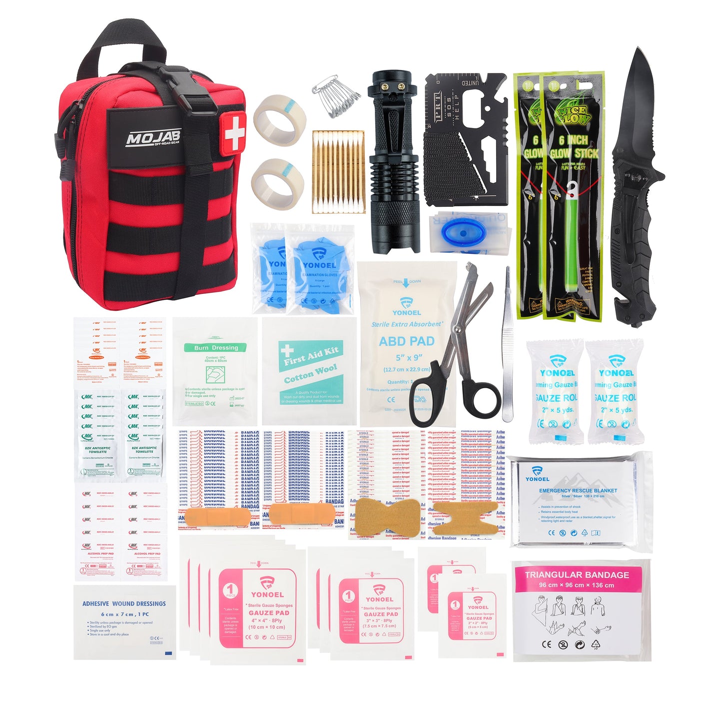 151-Piece Emergency First Aid Kit with MOLLE Medical Pouch