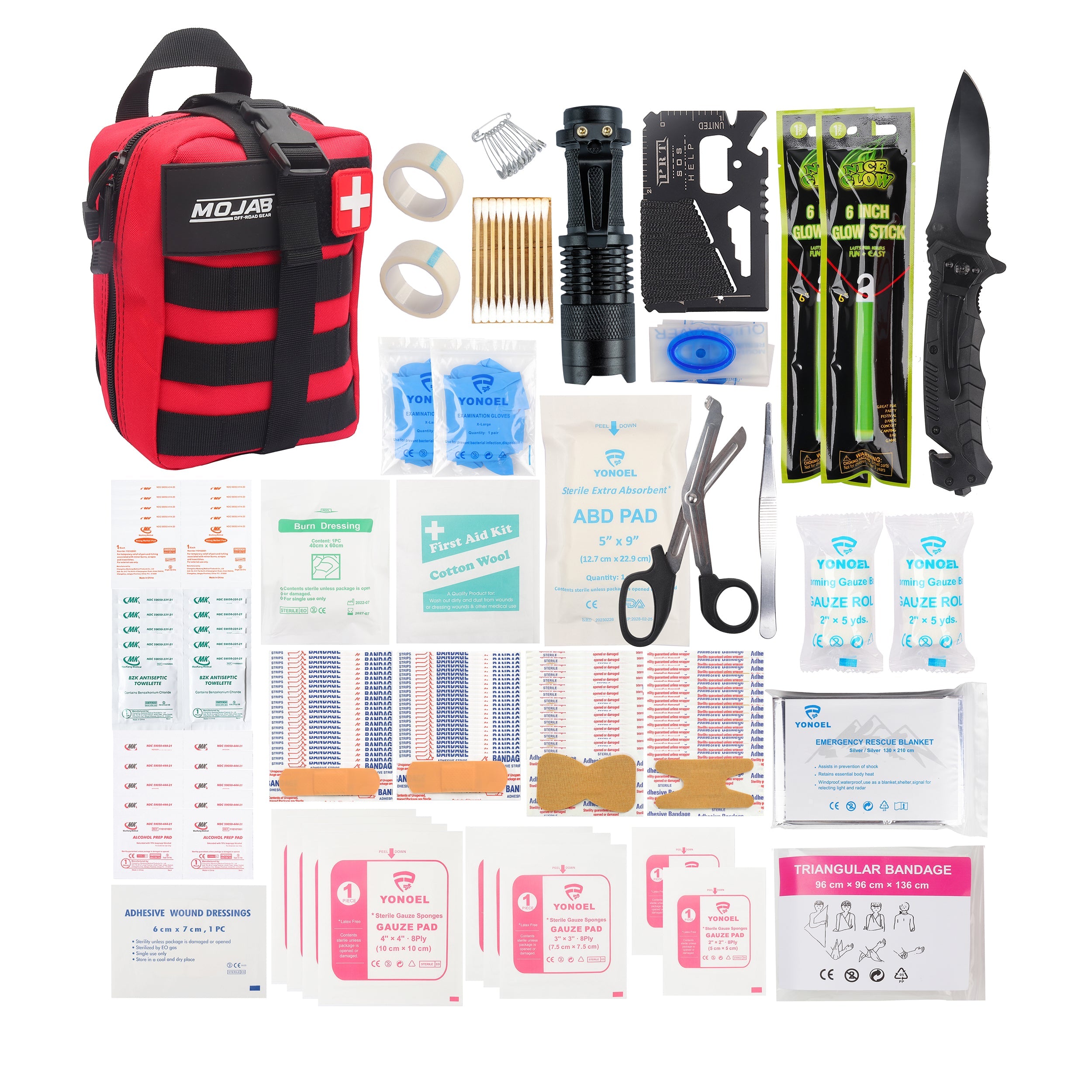 151-Piece Emergency First Aid Kit with MOLLE Medical Pouch