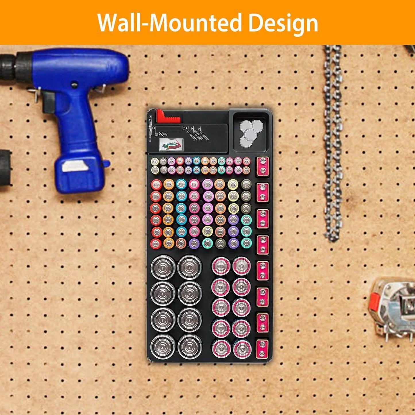 Emergency Battery Organizer & Tester Case – Stores 110 Batteries