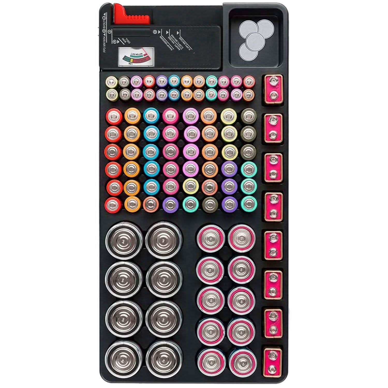 Emergency Battery Organizer & Tester Case – Stores 110 Batteries