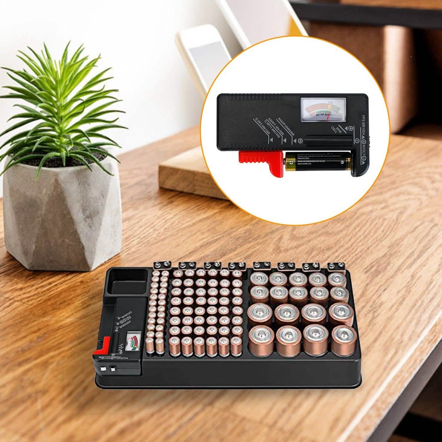 Emergency Battery Organizer & Tester Case – Stores 110 Batteries